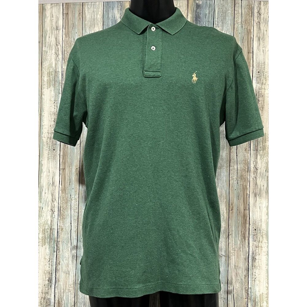 Vtg Men's Ralph Lauren Polo Heather‎ Green Shirt Yellow Pony F2